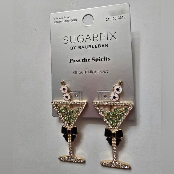 Sugarfix by Baublebar Olive Martini Pass The Spirits  Halloween Theme Earrings - Picture 2 of 6